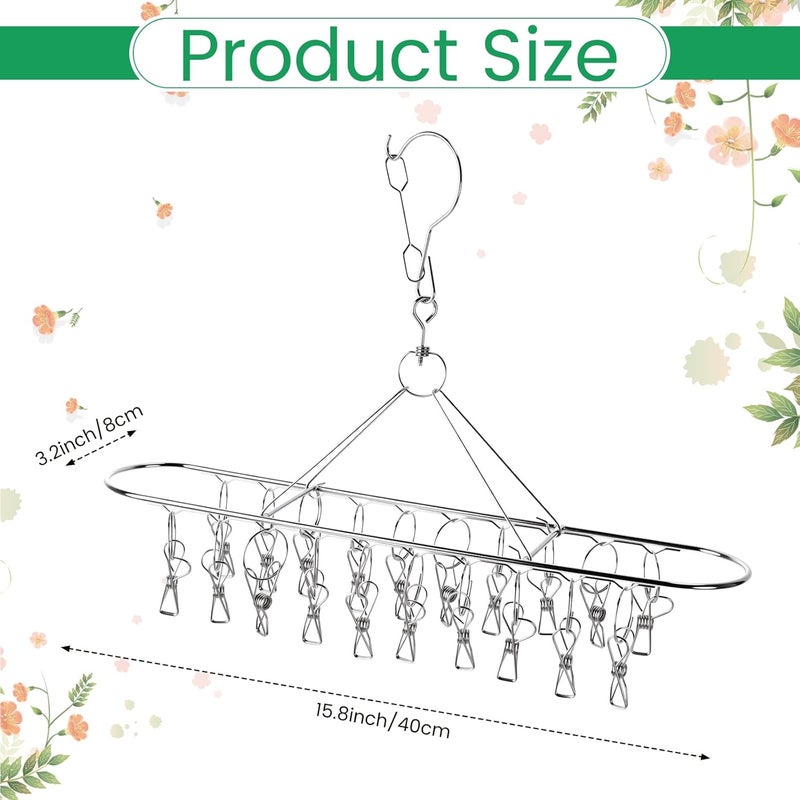 BrightRow 6 Pcs Herb Drying Rack Hanging - Stainless Steel with Clips Clothes Laundry Drying Rack Hanger Collapsible for Plants Bud Weed Onion Macrame Flower Spices(Oval) - Image 2